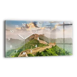 minimalistyczny-poziomy-zegar-szklany-scienny-wielki-mur-chinski-60x30-cm