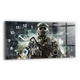 zegar-szklany-nowoczesny-ze-stylowym-nadrukiem-zolnierz-z-bronia-60x30-cm