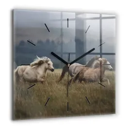 kwadratowy-zegar-szklany-do-kuchni-z-grafika-konie-w-galopie-duzy-60x60-cm