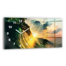 zegar-szklany-nowoczesny-z-nadrukiem-perspektywa-fal-zachod-slonca-60x30-cm