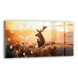 szklany-poziomy-zegar-scienny-z-nadrukiem-jelen-o-wschodzie-slonca-60x30-cm