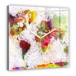 duzy-zegar-szklany-do-mieszkania-z-grafika-akwarelowa-mapa-swiata-30x30-cm