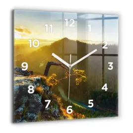 scienny-kwadratowy-zegar-szklany-do-biura-zachod-slonca-nad-gorami-60x60-cm