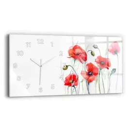 poziomy-zegar-szklany-do-kuchni-z-nadrukiem-malowane-czerwone-maki-60x30-cm