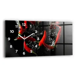 poziomy-zegar-szklany-do-sypialni-z-nadrukiem-papryczki-w-wodzie-60x30-cm