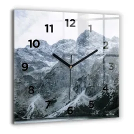 kwadratowy-zegar-szklany-do-salonu-ze-wzorem-morskie-oko-w-tatrach-60x60-cm