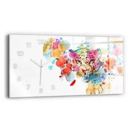 poziomy-zegar-szklany-na-sciane-z-nadrukiem-abstrakcja-dziki-kot-60x30-cm