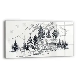 poziomy-zegar-szklany-do-salonu-z-nadrukiem-rysunkowe-miasteczko-60x30-cm