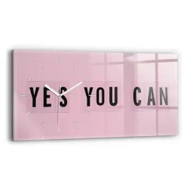 duzy-zegar-szklany-do-mieszkania-ze-stylowym-nadrukiem-yes-you-can-60x30-cm