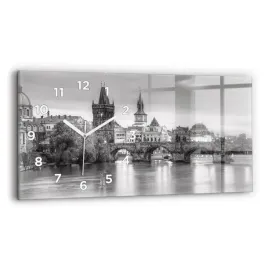 poziomy-zegar-szklany-scienny-do-salonu-widok-na-most-karola-praga-60x30-cm