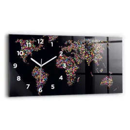 poziomy-foto-zegar-szklany-scienny-do-biura-mapa-swiata-z-kropek-60x30-cm