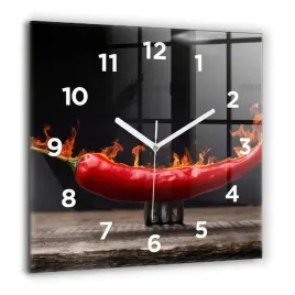 designerski-kwadratowy-zegar-szklany-do-wnetrz-papryczka-pepperoni-60x60-cm
