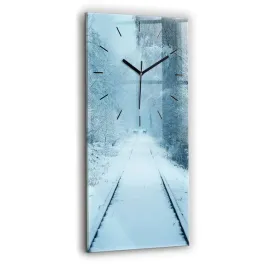 pionowy-zegar-szklany-scienny-do-salonu-ze-wzorem-sarny-na-torach-30x60-cm