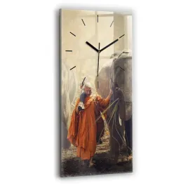 pionowy-zegar-szklany-do-kuchni-z-grafika-mnich-prowadzacy-slonie-30x60-cm