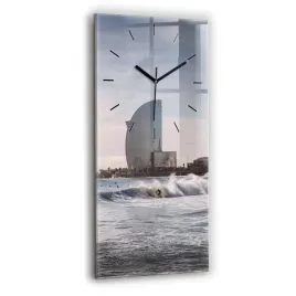 zegar-szklany-designerski-ze-stylowym-nadrukiem-barcelona-surfer-30x60-cm