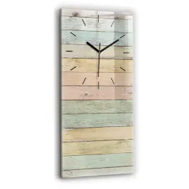 pionowy-zegar-szklany-scienny-do-salonu-z-grafika-kolorowe-deski-30x60-cm