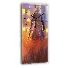 nowoczesny-pionowy-foto-zegar-szklany-na-sciane-rycerz-z-mieczem-30x60-cm