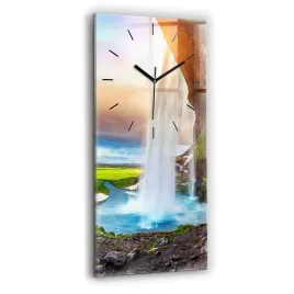 zegar-szklany-scienny-do-nowoczesnych-wnetrz-wodospad-w-islandii-30x60-cm