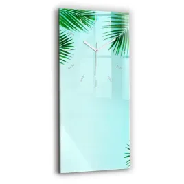 wiszacy-pionowy-zegar-szklany-ze-stylowym-nadrukiem-zielone-palmy-30x60-cm