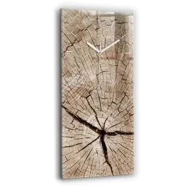 elegancki-pionowy-foto-zegar-szklany-na-sciane-stary-pien-drewna-30x60-cm