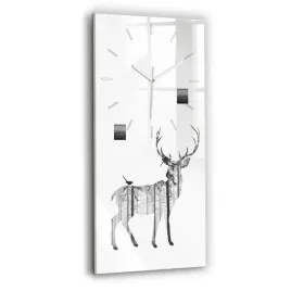 elegancki-zegar-szklany-na-sciane-ze-wzorem-sylwetka-jelenia-las-30x60-cm