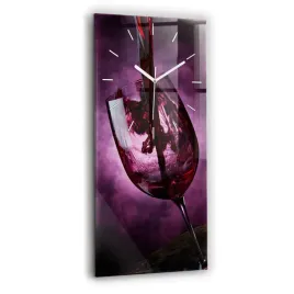 pionowy-zegar-szklany-scienny-do-biura-z-grafika-kieliszka-do-wina-30x60-cm