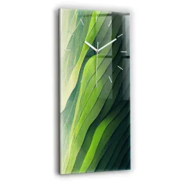 zegar-szklany-scienny-do-biura-ze-wzorem-abstrakcja-zielone-pola-30x60-cm