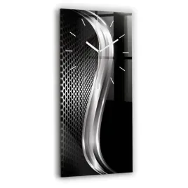 scienny-pionowy-zegar-szklany-ze-wzorem-czarna-abstrakcja-metalu-30x60-cm