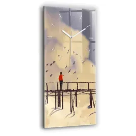 zegar-szklany-scienny-do-biura-ze-wzorem-czlowiek-na-starym-moscie-30x60-cm