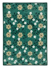 koc-akrylowy-elway-160x210-cm-zielony-butelkowy-w-kwiaty-gruby-i-cieply