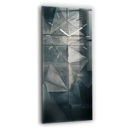 duzy-foto-zegar-szklany-do-mieszkania-metalowa-abstrakcja-trojkaty-30x60-cm
