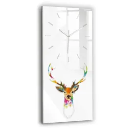 pionowy-zegar-szklany-designerski-z-grafika-kolorowa-glowa-jelenia-30x60-cm