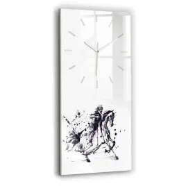 nowoczesny-foto-zegar-szklany-rycerz-na-koniu-z-kropli-atramentu-30x60-cm