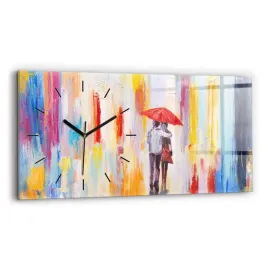 minimalistyczny-poziomy-foto-zegar-szklany-scienny-para-w-deszczu-60x30-cm