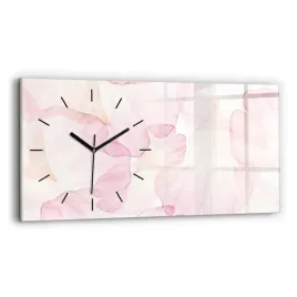 minimalistyczny-zegar-szklany-scienny-z-grafika-akwarelowe-platki-60x30-cm