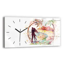 zegar-szklany-do-sypialni-z-grafika-akwarela-milosc-na-plazy-miami-60x30-cm