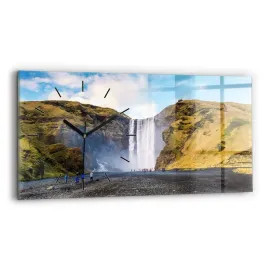 unikalny-poziomy-foto-zegar-szklany-na-sciane-wodospad-w-islandii-60x30-cm