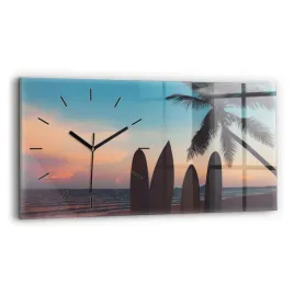 poziomy-zegar-szklany-scienny-do-salonu-ze-wzorem-surfing-na-plazy-60x30-cm