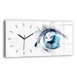 personalizowany-poziomy-foto-zegar-szklany-ilustracja-wilczy-wzrok-60x30-cm