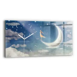 poziomy-zegar-szklany-designerski-z-grafika-dziewczyna-na-ksiezycu-60x30-cm
