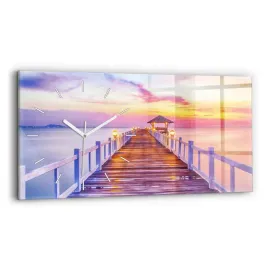 nowoczesny-poziomy-zegar-szklany-na-sciane-most-w-porcie-wieczorem-60x30-cm