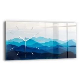 minimalistyczny-poziomy-foto-zegar-szklany-scienny-akwarela-gory-60x30-cm