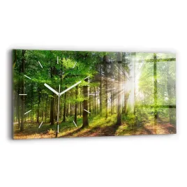designerski-zegar-szklany-do-wnetrz-z-nadrukiem-las-wschod-slonca-60x30-cm
