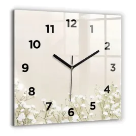 ladny-kwadratowy-zegar-szklany-na-sciane-kwitnace-kwiaty-gipsowki-60x60-cm