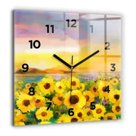 zegar-szklany-do-sypialni-ze-stylowym-nadrukiem-pole-slonecznikow-60x60-cm