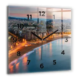 designerski-zegar-szklany-do-wnetrz-z-nadrukiem-plaza-w-barcelonie-60x60-cm
