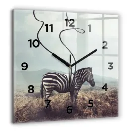 kwadratowy-zegar-szklany-na-sciane-z-nadrukiem-zebra-abstrakcja-60x60-cm