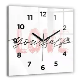 kwadratowy-zegar-szklany-elegancki-na-sciane-napis-love-yourself-60x60-cm
