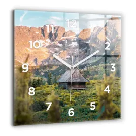 minimalistyczny-kwadratowy-zegar-szklany-scienny-domek-w-tatrach-60x60-cm
