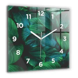 dekoracyjny-kwadratowy-zegar-szklany-z-nadrukiem-przyroda-liscie-60x60-cm